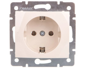 DOMO Gniazdo pojedyncze Schuko śrubowe 16A 250V kremowy 011220103 24790