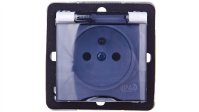 Impresja Gniazdo Bryzgoszczelne Z/U Ip44 Klapka Przezroczysta Białe...