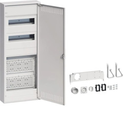 Rozdzielnica hybrydowa natynkowa 24 moduły 5-rzędowa 2x płyta 1x gniazdo drzwi stal Volta VA602NWH