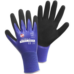 L&#x2B;D 1169-L Nitril Aqua Glove Size 9 Nylon EN388:2016 CAT II Pac of 1