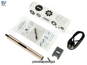 Śrubokręt precyzyjny elektryczny złoty z akumulatorem + bit PH000