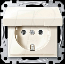 MEG2311-0344 Socket insert with hinged cover - System M, white, glossy