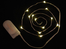 Wire Light LED Strand - 10 Warm White LEDs + Coin Cell Holder [Discontinued]