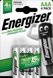 E300626600 Energizer PowerPlus 4x AAA rechargeable batteries, 700 mAh