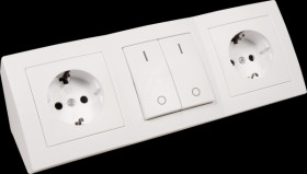 1534669 Desktop socket unit, 2-way, type F - CEE 7/3, with switch, white