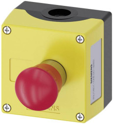 Siemens 3SU18010NE004AB2 3SU1801-0NE00-4AB2 Obudowa do montażu na ziemi, zawiera osłonę 1 przycisk czerwony, czarny odkr