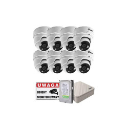 Zestaw monitoringu 8 kamer IP 2MPX kopułki, rejestrator, HDD 500M, tablica