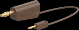 Measuring lead with (2 mm lamella plug, straight) to (4 mm lamella plug, straight), 0.07 m, brown, PVC, 0.5 mm², 64.1060-00727