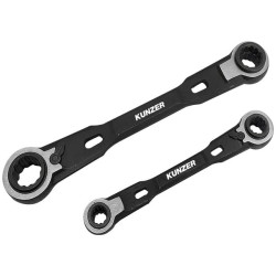 Kunzer 7RRS02 Ratcheting box wrench set 4x spanner sizes metric 8-19 mm