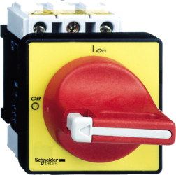 Emergency stop/main switch, rotary actuator, 3 pole, 12 A, (W x H) 60 x 74 mm, screw mounting, VCF02