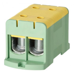 Blok rozdzielczy odgałęźny 2-polowy Al/Cu 35-240mm2 (max. 240mm2) na szynę TH35 żółto-zielony FJ-E240/2/D HEDO