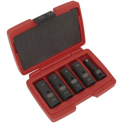 Sealey SX1820 Deep Imp Socket Set 1/2&quot;Sq Drive 80mm Double Ended 18.5-22.5mm 5pc