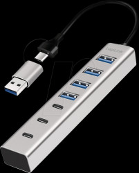 UA0442 USB 3.0 hub, 4x USB-A, 3x USB-C