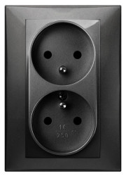 Vestra Gniazdo podwójne 2x2P+Z monolit z ramką podtynkowe IP20 czarny 3835-09