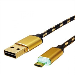 ROLINE GOLD LED kabel USB 2.0, USB A ST - Micro USB B ST, odwracalny, QC2.0, 1,0 m