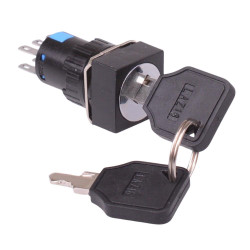 On-Off-On 3 Position 16mm Latching Key Switch 2NO/2NC 3A 250V