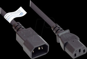P1430-S005 Cold device extension C14 to C13 , black, 0.75 mm², 0.5 m