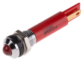 Lampka kontrolna do montażu panelowego 110V ac, czerwona 8mm LED Chrom RS PRO