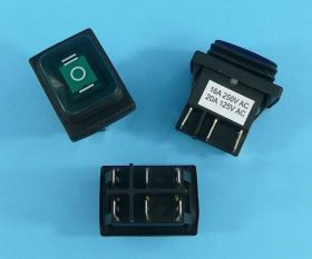 KCD5-B 16A/250V GREEN ON-OFF-ON 6-PIN