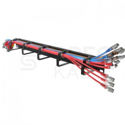 Organizator kabli RACK 19" 1U metalowy czarny z 5 uchwytami