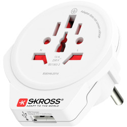 Skross 1500266 Travel Adapter World to Europe USB Charge Devices Easily
