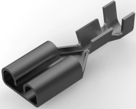 Uninsulated flat plug sleeve, 6.35 x 0.81 mm, 0.51 to 1.65 mm², AWG 20 to 15, brass, tin-plated, 5-160558-2