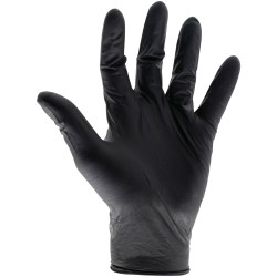 Scan KG-1101 Black Heavy-Duty Nitrile Disposable Gloves Medium Size 7 Qty100