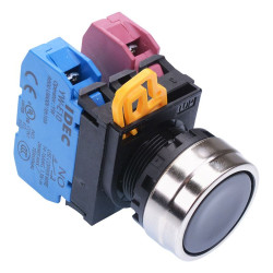 YW4B-A1E11B Black 22mm Metal Bezel Maintained Push Button Switch 1NO-1NC IP65 IDEC
