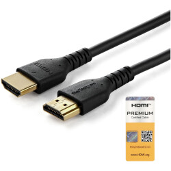 StarTech.com RHDMM1MP 3ft (1m) Slim HDMI 2.0 Cable, Flexible Premium Certified