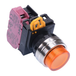YW4L-M2E01Q4A Amber 24V illuminated 22mm Metal Bezel Momentary Push Button Switch NC IP65 IDEC