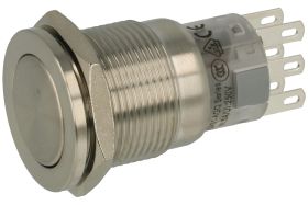 Przełącznik; przyciskowy; LAS1-AGQPF-22/S; ON-ON; 2 tory; bez podświetlenia; monostabilny; na panel; 5A; 250V AC; 19mm; IP67; On