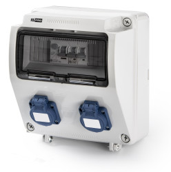 Złącze przemysłowe - zasilające 16A Gniazdo 230 V 2P RS PRO Szary IP54