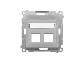 SIMON 55 Pokrywa gniazd teleinformatycznych na Keystone skośna podwójna z polem opisowym aluminium mat TKP2S.01/143 KONTAKT SIMO