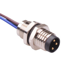 3 Way M8 Prewired Male Front Mounting Receptacle Circular Connector IP67 3A