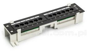 Patch panel naścienny, 12 portów UTP kat5e, złącza typu Dual-block, 10"