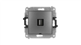 Icon Mechanizm Gniazda Pojedynczego Usb A-A 2.0, Bez Pola Opisowego Grafitowy...