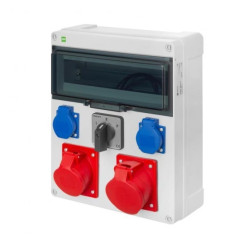 RS rozdzielnica siłowa 13-modułów wyłącznik L/P 2X2P+Z, 3P+N+Z 16A, 3P+N+Z 32A natynkowa, IP44 6210-17