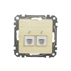 Gniazdo telefoniczne podwójne RJ11, brzoza, efekt drewna, Sedna Design i Elements SDD180492