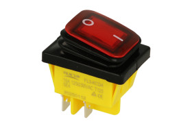 Przełącznik; klawiszowy (kołyskowy); KCD4-0111- 21_230BR; ON-OFF; 2 tory; czerwony; podświetlenie neonówka 230V; czerwony; bista