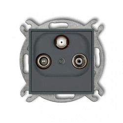 MINI Gniazdo antenowe RTV-SAT końcowe multimedialne (Internet) grafitowy mat 28MGM