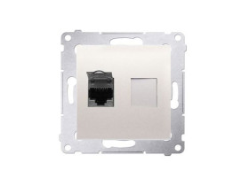SIMON 54 Gniazdo komputerowe RJ45 kremowe kat.6 ekranowane z przesłoną przeciwkurzową D61E.01/41 KONTAKT SIMON