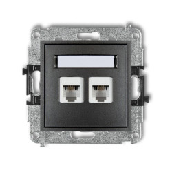 MINI Gniazdo telefoniczne podwójne 2xRJ11 4-stykowy beznarzędziowe grafitowy 11MGT-2