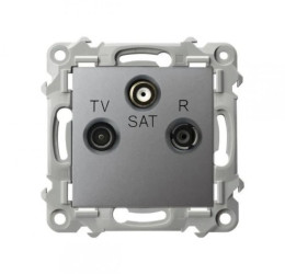 SZAFIR Gniazdo RTV-SAT przelotowe szary mat GPA-ZSP/m/70