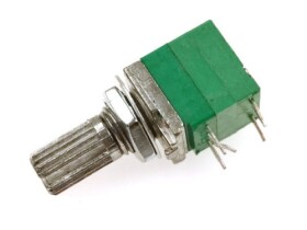 Potencjometr obrotowy 10k ohm liniowy z wyłącznikiem, oś 6x15mm, raster 2,54mm; B10k