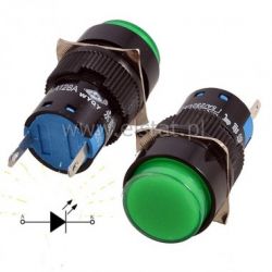 Kontrolka AD16-16A, zielona LED, 12V obud. PCV