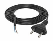 KAB43.02B Kabel zasilający 230V wtyk czarny długosć 2m - wtyk płaski