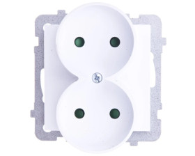 AS Gniazdo podwójne b/u z przesłonami białe GP-2GRP/m/00