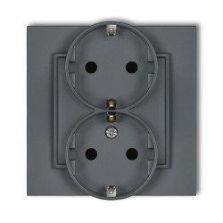 MINI Gniazdo podwójne z uziemieniem SCHUKO 2x(2P+Z) (przesłony torów prądowych) grafitowy mat 28MGP-2sp