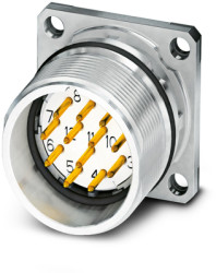 Surface-mounting plug, M23, 17 pole, solder connection, standard/SPEEDCON locking system, straight, 1243921