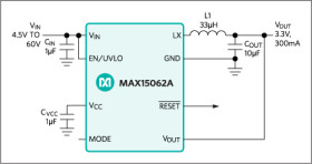 60V, 300mA, Ultra-Small, High-Efficiency, Synchronous Step-Down DC-DC Converters
